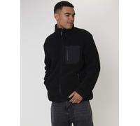 South Beach - Giacca in pile borg nera con zip e tasca-Nero XS