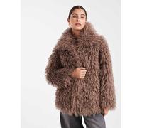 South Beach - Giacca stile mongolo in pelliccia sintetica marrone 42