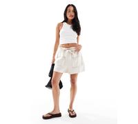 South Beach - Ladies - Pantaloncini da mare multitasche in misto lino allacciati in vita beige-Bianco 48