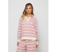 South Beach - Maglia stile rugby rosa a righe XXL
