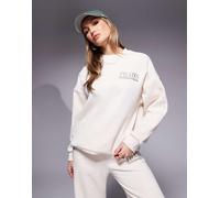South Beach - Maglione girocollo color crema con stampa "Pilates"-Bianco XXL