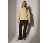 South Beach - Maglione in pile borg color crema con zip corta-Bianco 42
