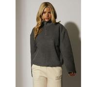 South Beach - Maglione in pile borg grigio con zip corta 40