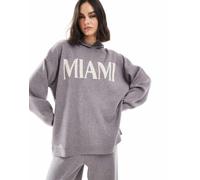 South Beach - Miami - Felpa con cappuccio in maglia grigia con lavorazione a coste sul fondo-Grigio XS