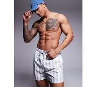 South Beach - Pantaloncini da bagno grigio chiaro con righe a contrasto XS