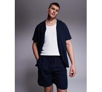 South Beach - Pantaloncini da mare color ardesia con coulisse in coordinato-Blu S