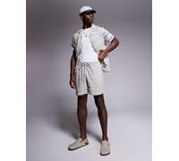 South Beach - Pantaloncini da mare con motivo a righe in colori neutri e coulisse-Multicolore M
