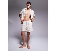 South Beach - Pantaloncini da mare in maglia testurizzata color crema-Bianco XL