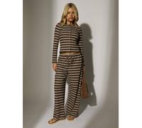 South Beach - Pantaloni a fondo ampio in maglia marroni a righe-Marrone 40