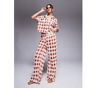 South Beach - Pantaloni da mare color panna e ruggine all'uncinetto in coordinato-Bianco 40