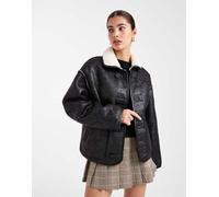 South Beach - Piumino double-face in similpelle PU monocromatico con fodera in pile borg e bottoni-Multicolore 46