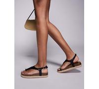 South Beach - Sandali stile espadrilles neri con infra-alluce-Nero 40