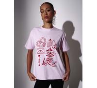 South Beach - Self Love - T-shirt oversize rosa con grafica 44