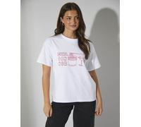 South Beach - T-shirt bianca con scritta Girl Dinner-Bianco 42