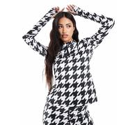 South Beach - Top base layer in bianco e nero con zip corta 46