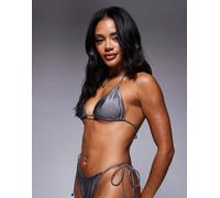 South Beach - Top bikini a triangolo grigio con borchie 44