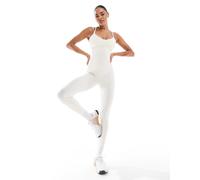 South Beach - Tuta aderente color crema con fascette sottili-Bianco XL