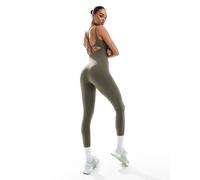 South Beach - Tuta aderente kaki con fascette sottili-Verde XXL