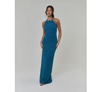 South Beach - Vestito lungo allacciato al collo blu 46
