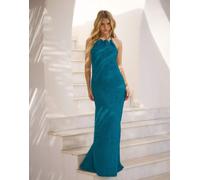 South Beach - Vestito lungo allacciato al collo blu 48