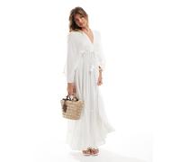 South Beach - Vestito lungo metallizzato bianco con maniche stile kimono 44