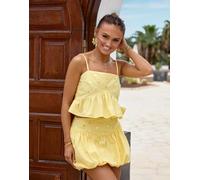 South Beach x Misha Grimes - Crop top da spiaggia con volant giallo specchiato in coordinato 46