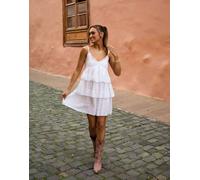South Beach x Misha Grimes - Vestito da mare corto a balze in pizzo bianco 48