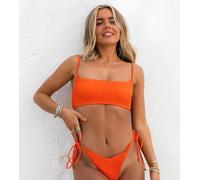South Beach x Miss Molly - Top bikini corto arancione in tessuto stropicciato 38