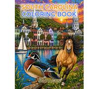 South Carolina Coloring Book 50 pages Single Sided: Landscapes, Landmarks, Sceneries