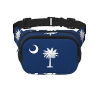 South Carolina Flag Print Square Double Layer bag Marsupio Trendy Pack Travel Bag con Bel Regolabile, nero, Taglia unica
