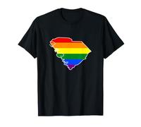South Carolina Mappa USA Stato Arcobaleno Flag Orgoglio Maglietta