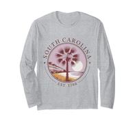 South Carolina Retro State 1788 - Camicia Palmetto Tree Sunset Maglia a Manica