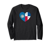 South Dakota And Panama Flags: Heart Shaped Unity Maglia a Manica
