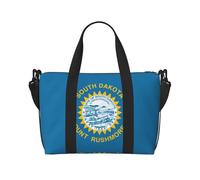 South Dakota Flag Print Travel Duffel Bags Weekender per le donne, leggero bagaglio a mano, borsa per oggetti personali, Nero , Taglia unica
