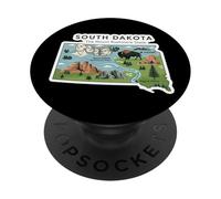 South Dakota Mappa del Dakota del Sud con il Monte Rushmore PopSockets PopGrip Adesivo