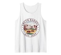 South Dakota Retro State 1889 Maglia Monte Rushmore Bisonte Sce Canotta