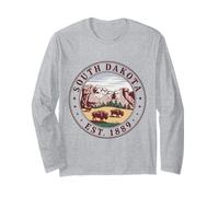 South Dakota Retro State 1889 Maglia Monte Rushmore Bisonte Sce Maglia a Manica