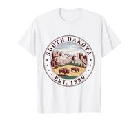 South Dakota Retro State 1889 Maglia Monte Rushmore Bisonte Sce Maglietta