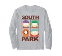 South Park Character Grid Distressed Funny Cartoon Maglia a Manica
