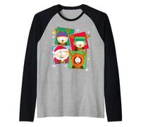 South Park Christmas Eric Stan Kyle & Kenny Festive Costumes Maglia con Maniche Raglan