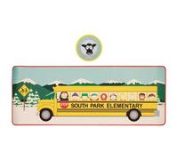 South Park Elementary School Bus Scrivania Pad & Coaster Set - Tappetino da gioco e lavoro antiscivolo ufficiale con bordi rinforzati, 800 × 300 mm + sottobicchiere 100 mm
