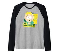South Park Kyle Hamburgers Commedia Shock Pose Cartoon Retro Maglia con Maniche Raglan