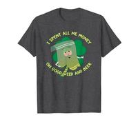 South Park St Patrick's Day Towelie Spent Money Maglietta, Uomo, Grigio Scuro, 5XL