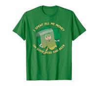South Park St Patrick's Day Towelie Spent Money Maglietta, Uomo, Verde Mela, S