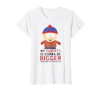 South Park Stan Puberty Maglietta, Donna, Bianco, S