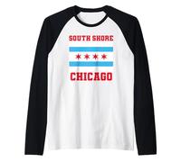 South Shore Chicago Illinois Flag 773 312 Piatto Profondo Pizza Maglia con Maniche Raglan