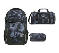 Southbag Coocazoo Porter - Zaino per la scuola, 3 pezzi, con borsa sportiva e astuccio, Grey Rocks, taglia unica, casual