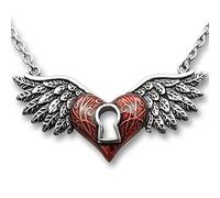 southbankstore Collana a forma di cuore con ali d'angelo in acciaio inossidabile 316L con buco della serratura, Zinco