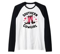 Southern Cowgirl Boots Sassy Country Dancing Western Humor Maglia con Maniche Raglan