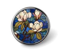 Southern Magnolia Tree Stained Glass Spilla rotonda per uomo donna moda distintivo collare spilla abito giacca zaino accessori